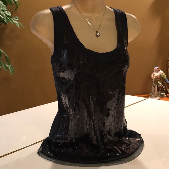 J. CREW NAVY BLUE SEQUIN TANK WITH LACE BOTTOM XS - Picture 3 of 8